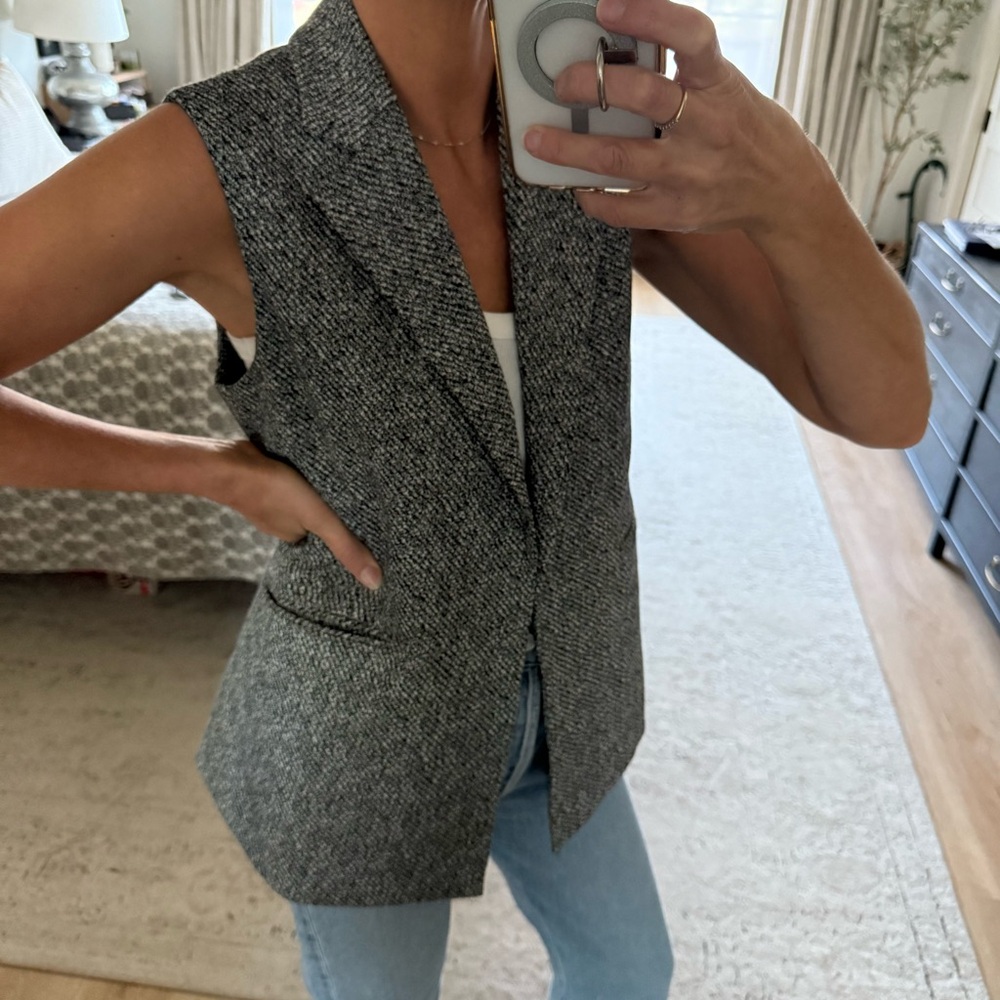 Theory Black and White Tweed Vest 8